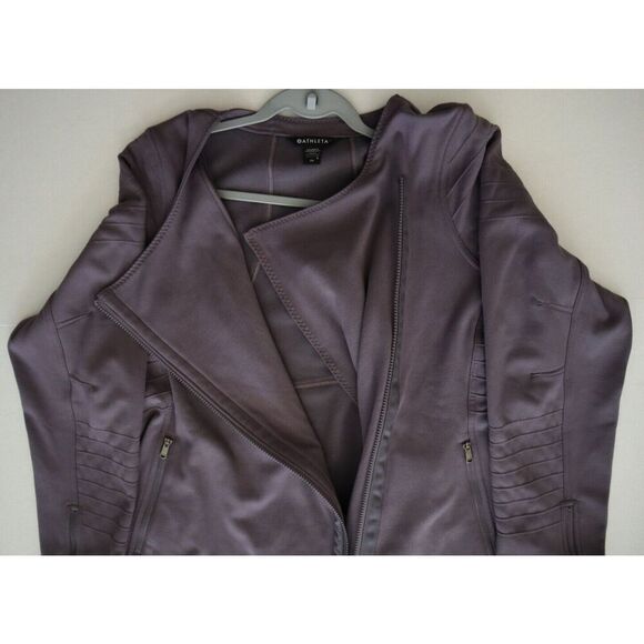 Athleta S252-0042 Women's Sz 2XL Purple Asymmetrical Full Zip Moto Jacket - Picture 8 of 12
